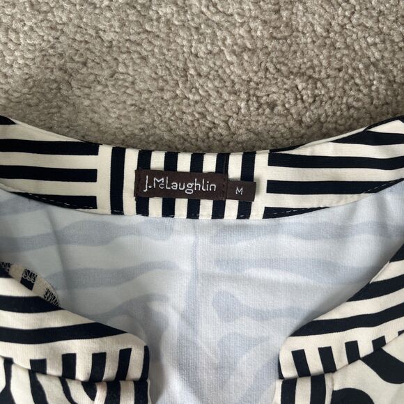 J. McLaughlin Top Womens Medium Catalina Cloth Zebra Print Preppy Career Comfort - Picture 2 of 7